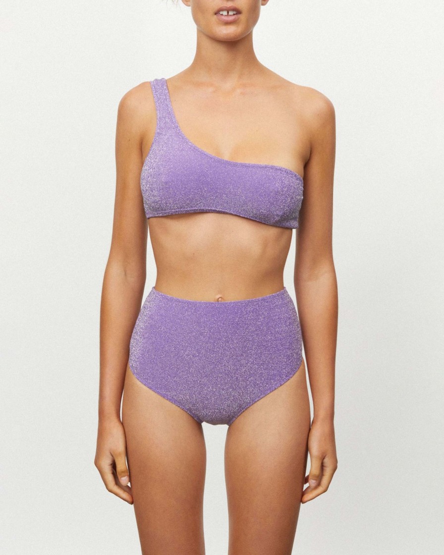 Bikini Tops It's Now Cool | Asymmetric Top - Violet Lurex