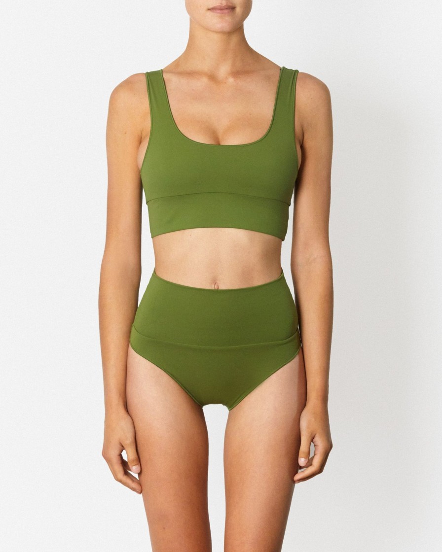 Bikini Tops It's Now Cool | Contour Crop Top - Pesto