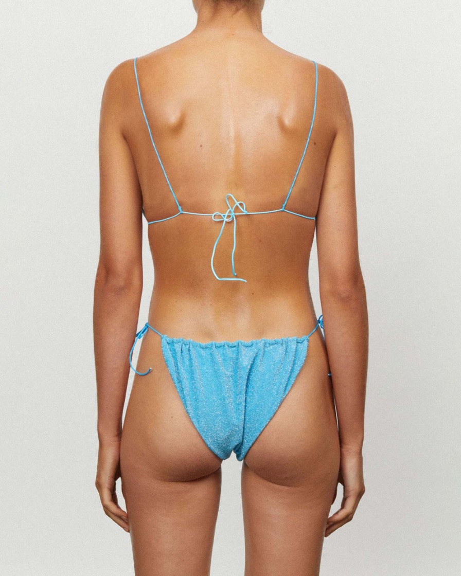 Bikini Bottoms It's Now Cool | The Gathered Tie Pant - Turquoise Lurex